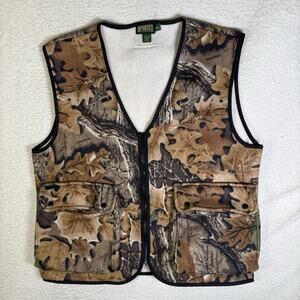 Vintage Sportex Hunting Vest Camo Mens Large Brown Advantage Full Zip USA Made